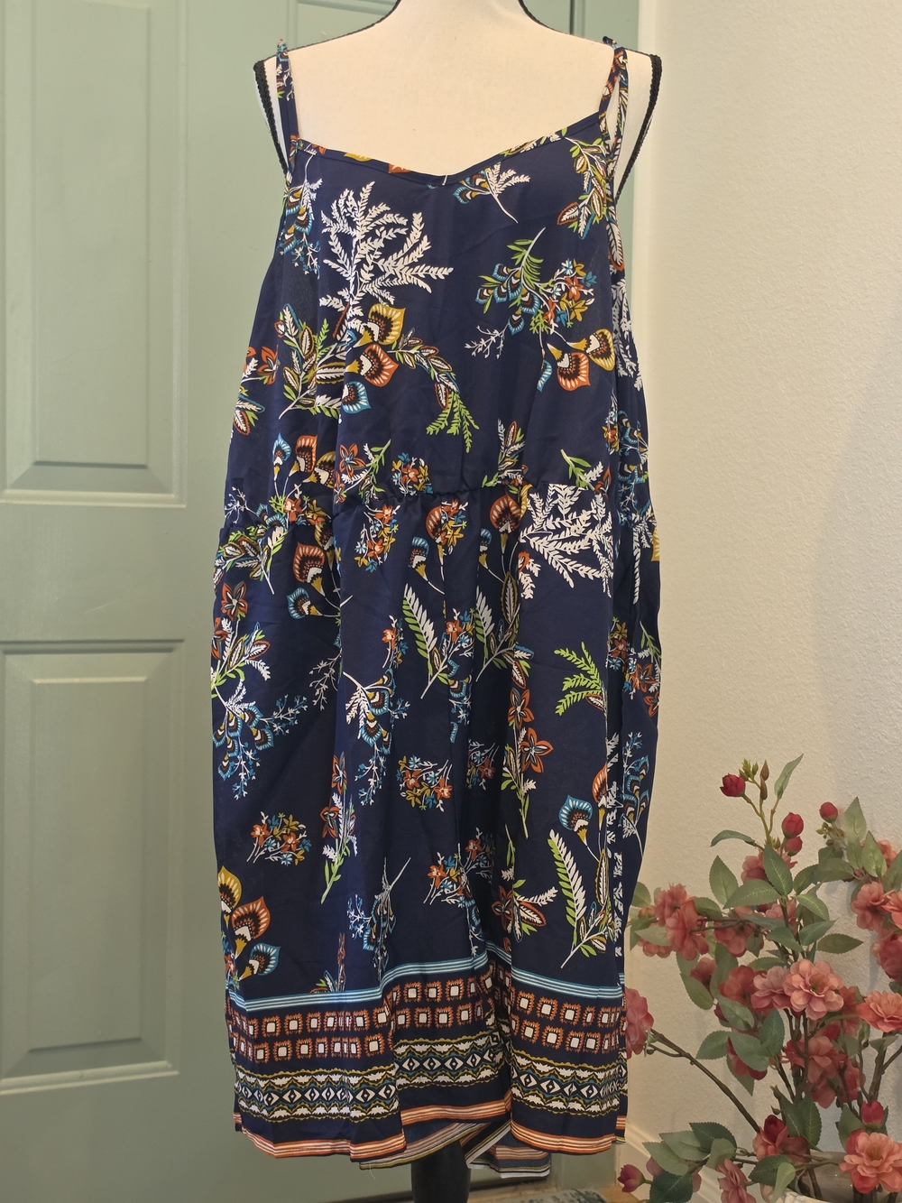 Navy Blue Floral Print Sundress